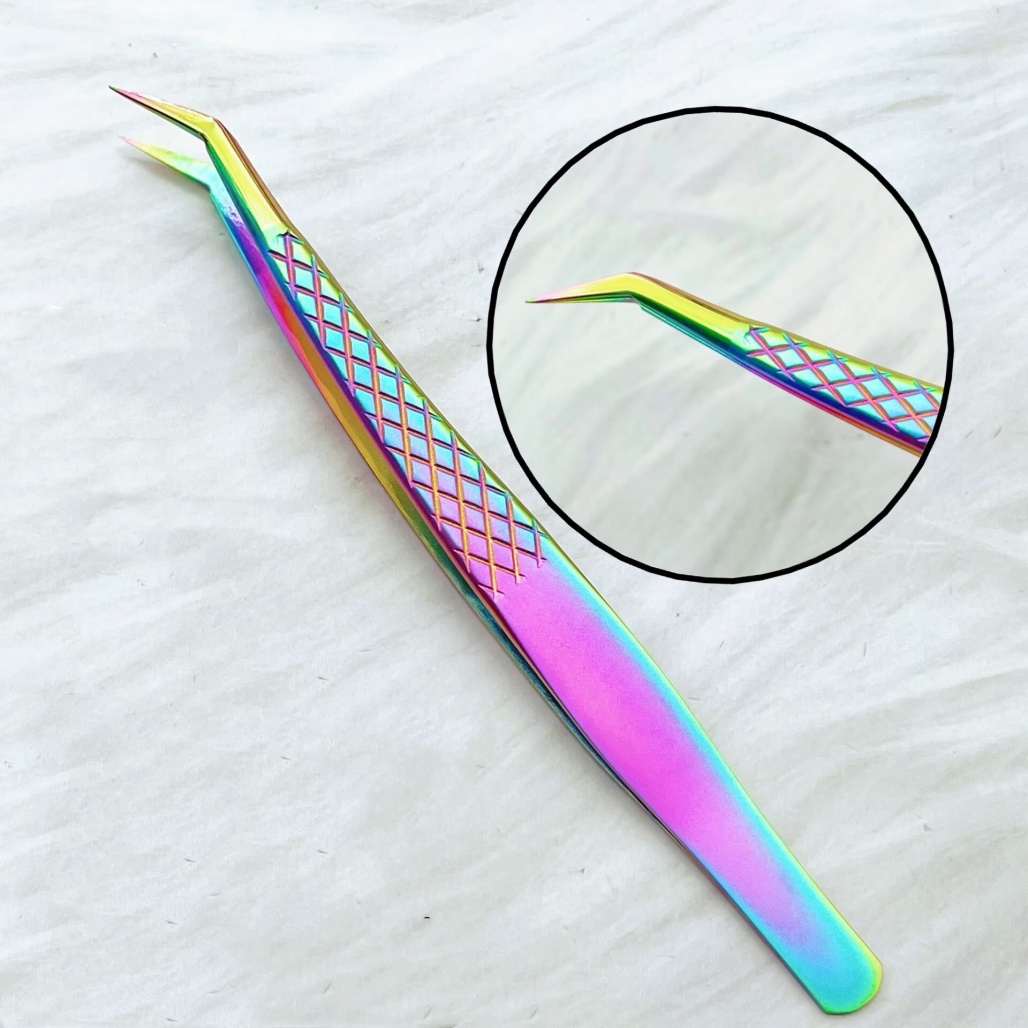 Isolation Tweezer Curved - Professionelles Wimpernverlängerungs-Pinzetten-Set aus Edelstahl, Gerade und