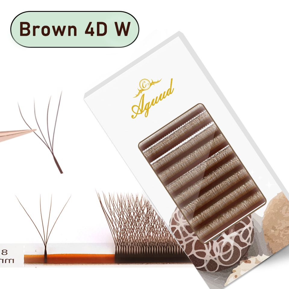 Eyelash Extensions Classic - AGUUD Braune W-förmige YY-Wimpernverlängerungen, vorgefertigter Volumenfächer,